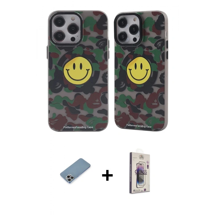 MARSİLYAN™- iPhone 13 Pro Max Kılıf Nova Doku Koleksiyonu - Siyah Bilvis 3D Cam Ekran Koruyucu + Shine Kamera Lens Koruma Cam - GI