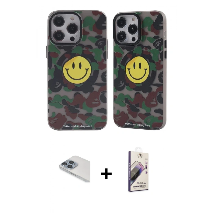 MARSİLYAN™- iPhone 13 Pro Max Kılıf Nova Doku Koleksiyonu - Siyah Bilvis 3D Mat Cam Ekran Koruyucu + Pers Alüminyum Kamera Lens - SABE