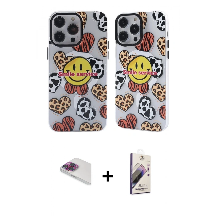 MARSİLYAN™- iPhone 13 Pro Max Kılıf Nova Doku Koleksiyonu - Siyah Bilvis 3D Mat Cam Ekran Koruyucu + Pers Alüminyum Kamera Lens - GI