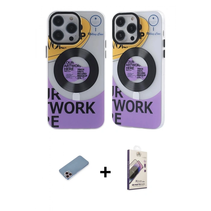 MARSİLYAN™- iPhone 13 Pro Max Kılıf Nova Doku Koleksiyonu - Siyah Bilvis 3D Mat Cam Ekran Koruyucu + Shine Kamera Lens Koruma Cam - PE