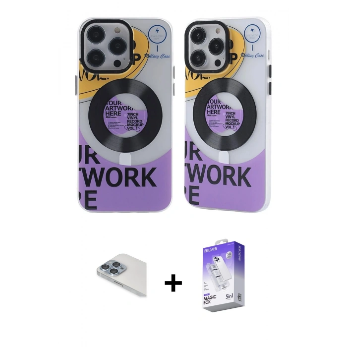 MARSİLYAN™- iPhone 13 Pro Max Kılıf Nova Doku Koleksiyonu - Siyah Bilvis 5in1 3D Magic Cam Ekran Koruyucu + Pers Alüminyum Kamera Lens - SABE