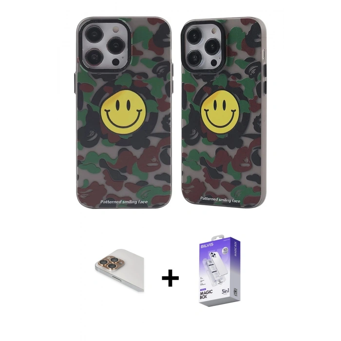 MARSİLYAN™- iPhone 13 Pro Max Kılıf Nova Doku Koleksiyonu - Siyah Bilvis 5in1 3D Magic Cam Ekran Koruyucu + Pers Alüminyum Kamera Lens - GD