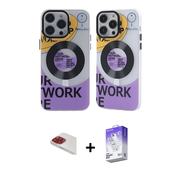 MARSİLYAN™- iPhone 13 Pro Max Kılıf Nova Doku Koleksiyonu - Siyah Bilvis 5in1 3D Magic Cam Ekran Koruyucu + Pers Alüminyum Kamera Lens - KI