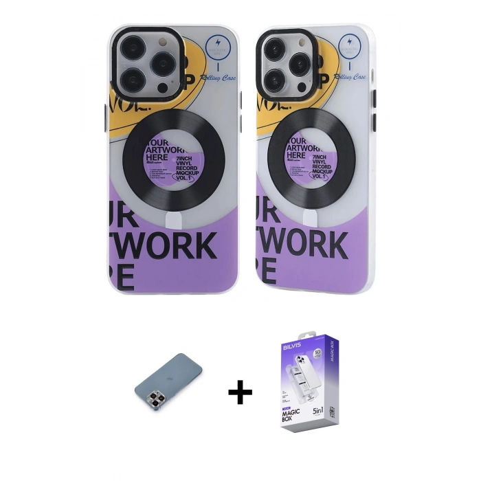 MARSİLYAN™- iPhone 13 Pro Max Kılıf Nova Doku Koleksiyonu - Siyah Bilvis 5in1 3D Magic Cam Ekran Koruyucu + Metal Kamera Lens Koruma Cam - MR