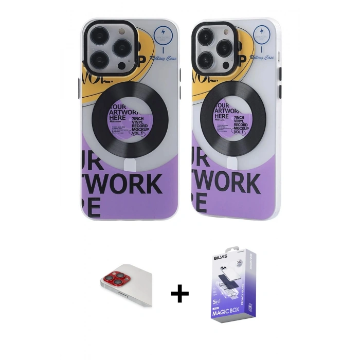 MARSİLYAN™- iPhone 13 Pro Max Kılıf Nova Doku Koleksiyonu - Siyah Bilvis 5in1 5D Magic Hayalet Cam Ekran Koruyucu + Pers Alüminyum Kamera Lens - KI