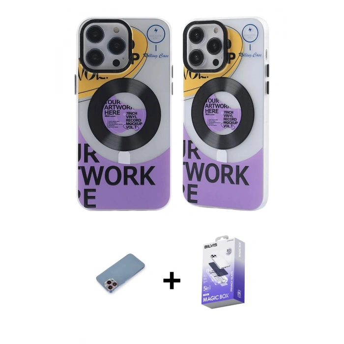 MARSİLYAN™- iPhone 13 Pro Max Kılıf Nova Doku Koleksiyonu - Siyah Bilvis 5in1 5D Magic Hayalet Cam Ekran Koruyucu + Shine Kamera Lens Koruma Cam - PE