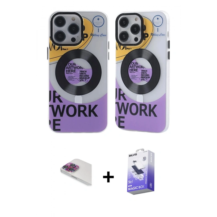 MARSİLYAN™- iPhone 13 Pro Max Kılıf Nova Doku Koleksiyonu - Siyah Bilvis 5in1 5D Magic Hayalet Cam Ekran Koruyucu + Pers Alüminyum Kamera Lens - GI