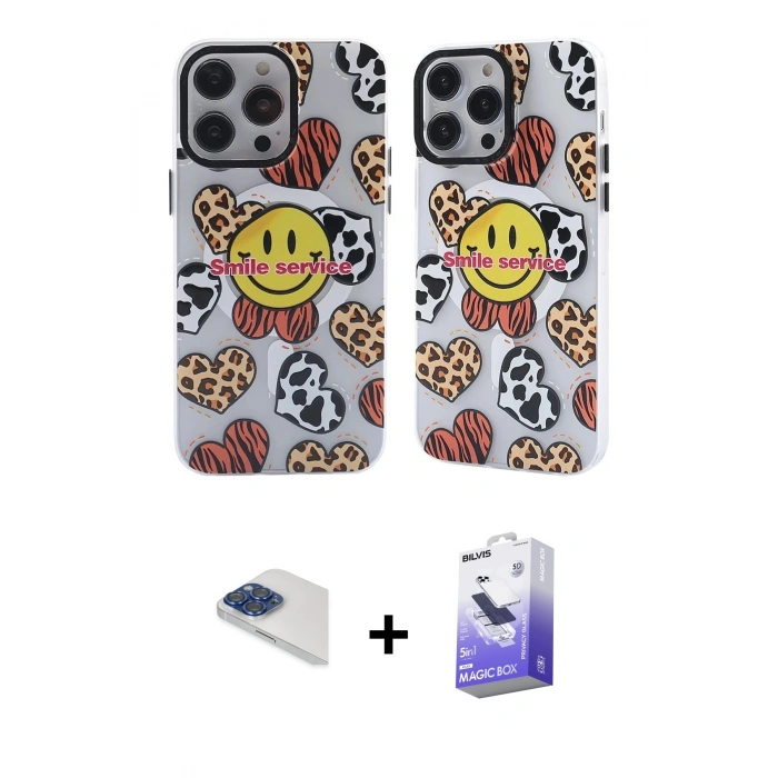 MARSİLYAN™- iPhone 13 Pro Max Kılıf Nova Doku Koleksiyonu - Siyah Bilvis 5in1 5D Magic Hayalet Cam Ekran Koruyucu + Pers Alüminyum Kamera Lens - LT