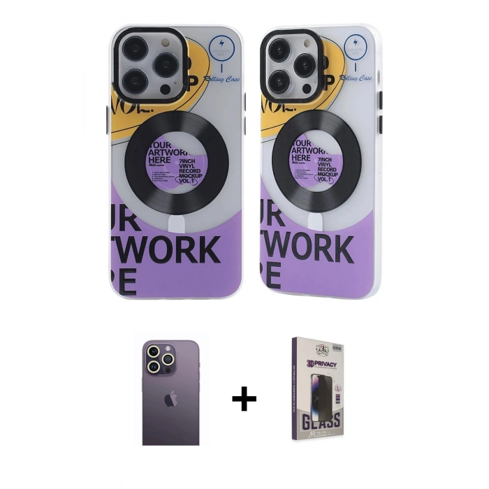 MARSİLYAN™- iPhone 13 Pro Max Kılıf Nova Doku Koleksiyonu - Siyah Bilvis Hayalet Cam Ekran Koruyucu + Neon Fosforlu Kamera Lens - BZ