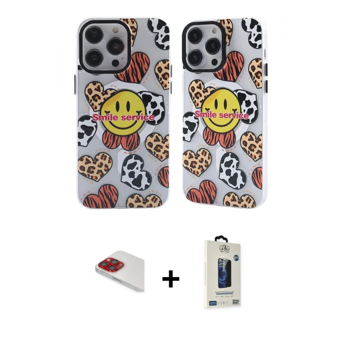 MARSİLYAN™- iPhone 13 Pro Max Kılıf Nova Doku Koleksiyonu - Siyah Bilvis Hayalet Cam Ekran Koruyucu + Pers Alüminyum Kamera Lens - KI