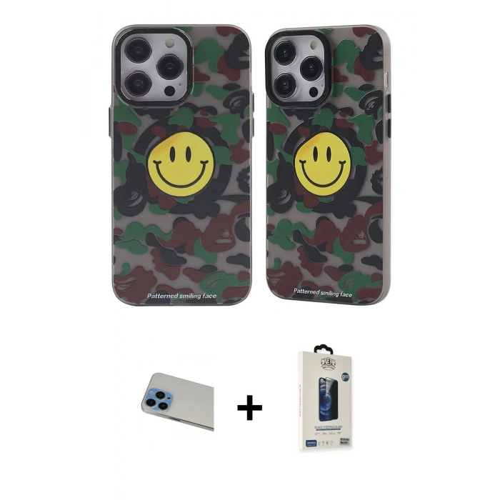MARSİLYAN™- iPhone 13 Pro Max Kılıf Nova Doku Koleksiyonu - Siyah Bilvis Hayalet Cam Ekran Koruyucu + Rainbow Kamera Lens Koruma Cam - MI
