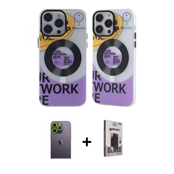 MARSİLYAN™- iPhone 13 Pro Max Kılıf Nova Doku Koleksiyonu - Siyah Bilvis Hayalet Cam Ekran Koruyucu + Neon Fosforlu Kamera Lens - YL