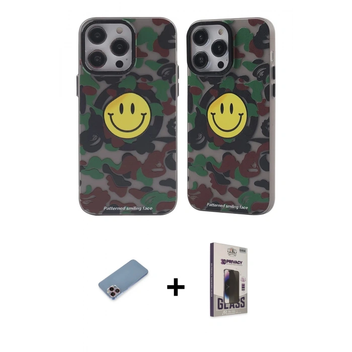 MARSİLYAN™- iPhone 13 Pro Max Kılıf Nova Doku Koleksiyonu - Siyah Bilvis Hayalet Cam Ekran Koruyucu + Pembe Shine Kamera Lens Koruma Cam