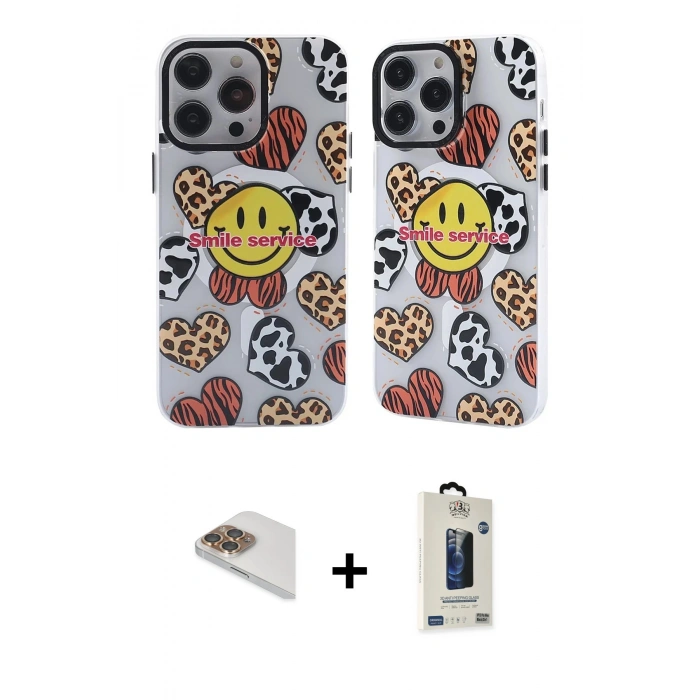 MARSİLYAN™- iPhone 13 Pro Max Kılıf Nova Doku Koleksiyonu - Siyah Bilvis Hayalet Cam Ekran Koruyucu + Pers Alüminyum Kamera Lens - GD