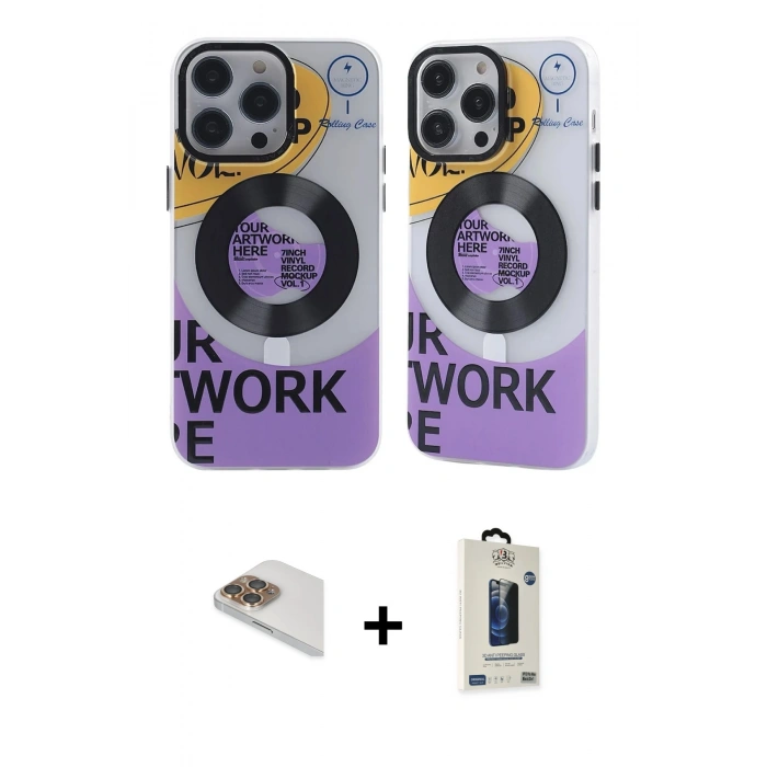 MARSİLYAN™- iPhone 13 Pro Max Kılıf Nova Doku Koleksiyonu - Siyah Bilvis Hayalet Cam Ekran Koruyucu + Pers Alüminyum Kamera Lens - GD