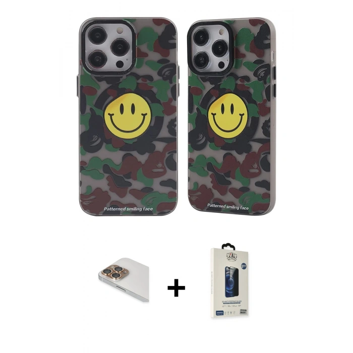 MARSİLYAN™- iPhone 13 Pro Max Kılıf Nova Doku Koleksiyonu - Siyah Bilvis Hayalet Cam Ekran Koruyucu + Pers Alüminyum Kamera Lens - GD