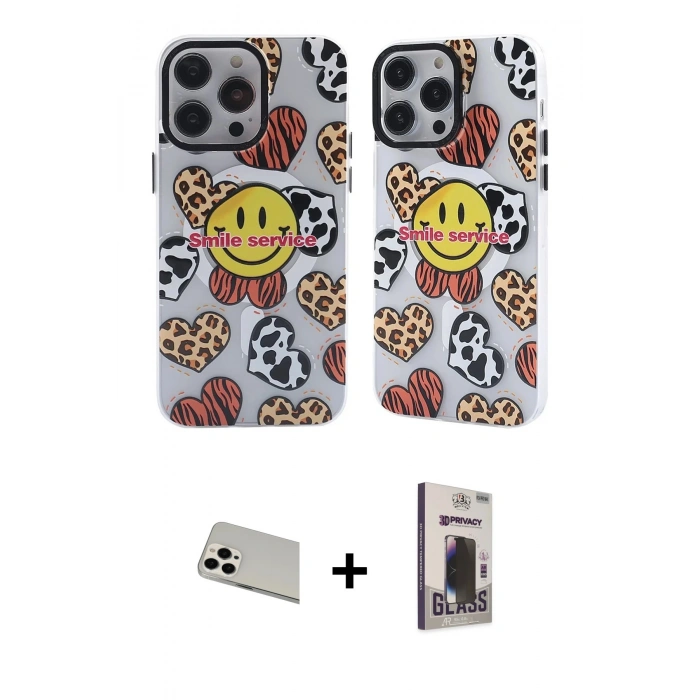 MARSİLYAN™- iPhone 13 Pro Max Kılıf Nova Doku Koleksiyonu - Siyah Bilvis Hayalet Cam Ekran Koruyucu + Rainbow Kamera Lens Koruma Cam - BZ