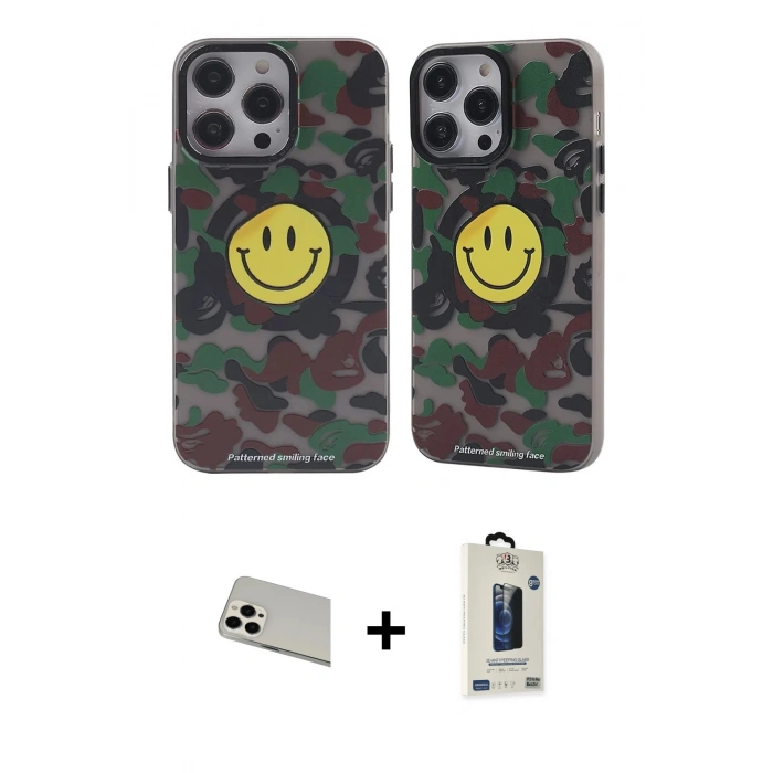 MARSİLYAN™- iPhone 13 Pro Max Kılıf Nova Doku Koleksiyonu - Siyah Bilvis Hayalet Cam Ekran Koruyucu + Rainbow Kamera Lens Koruma Cam - BZ