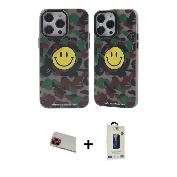 MARSİLYAN™- iPhone 13 Pro Max Kılıf Nova Doku Koleksiyonu - Siyah Bilvis Hayalet Cam Ekran Koruyucu + Rainbow Kamera Lens Koruma Cam - KI