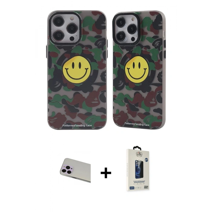 MARSİLYAN™- iPhone 13 Pro Max Kılıf Nova Doku Koleksiyonu - Siyah Bilvis Hayalet Cam Ekran Koruyucu + Rainbow Kamera Lens Koruma Cam - MR