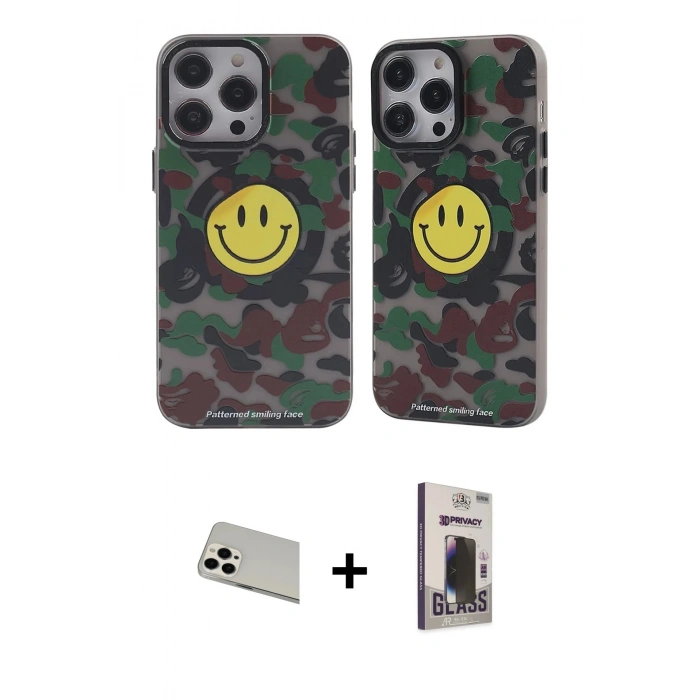MARSİLYAN™- iPhone 13 Pro Max Kılıf Nova Doku Koleksiyonu - Siyah Bilvis Hayalet Cam Ekran Koruyucu + Rainbow Kamera Lens Koruma Cam - BZ