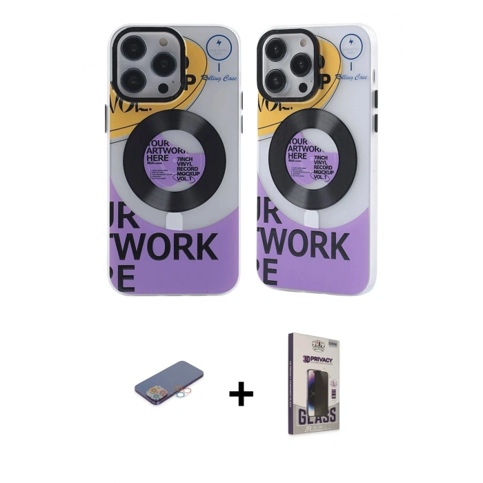 MARSİLYAN™- iPhone 13 Pro Max Kılıf Nova Doku Koleksiyonu - Siyah Bilvis Hayalet Cam Ekran Koruyucu + Renkli Kamera Lens Koruma Cam - PE