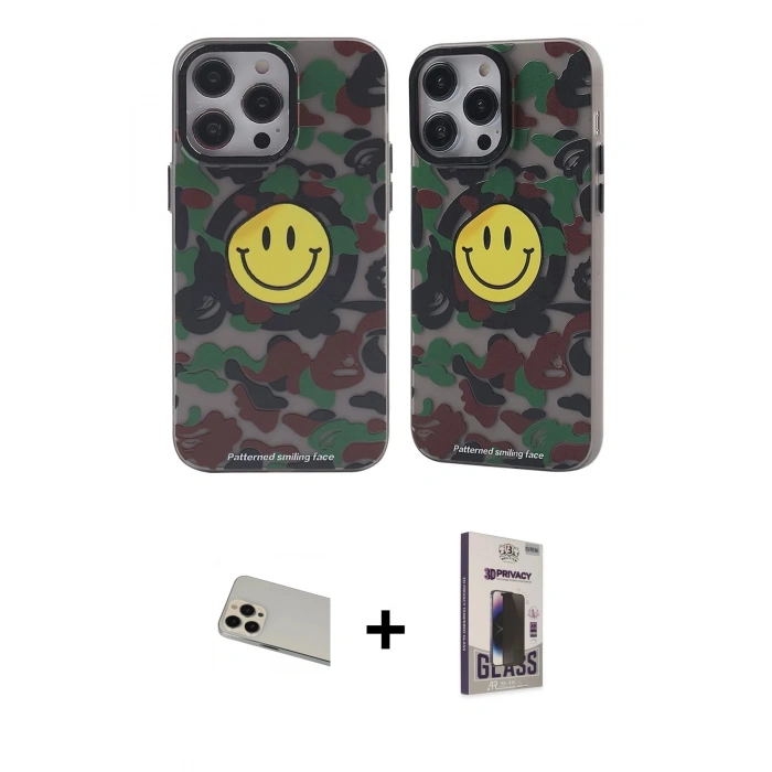 MARSİLYAN™- iPhone 13 Pro Max Kılıf Nova Doku Koleksiyonu - Siyah Bilvis Hayalet Cam Ekran Koruyucu + Rainbow Kamera Lens Koruma Cam - REGD