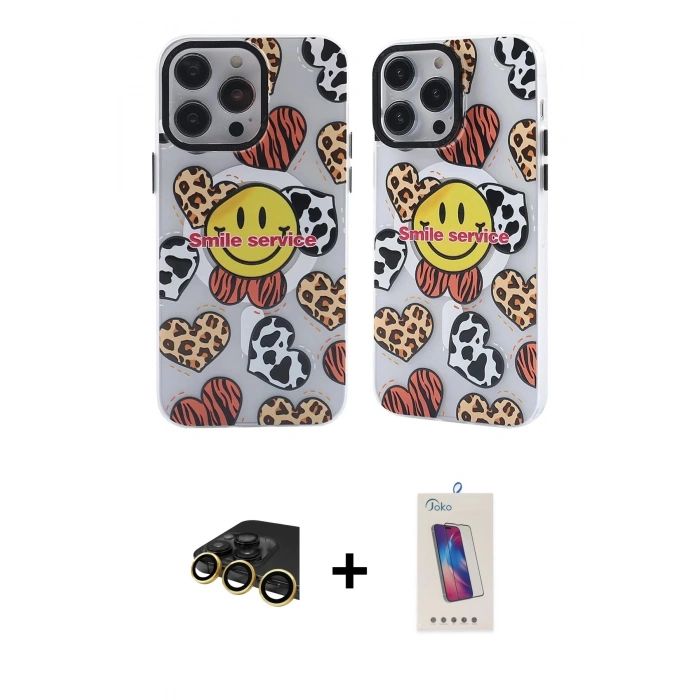 MARSİLYAN™- iPhone 13 Pro Max Kılıf Nova Doku Koleksiyonu - Siyah Joko 5D Cam + Gold Raze Metal Kamera Lens