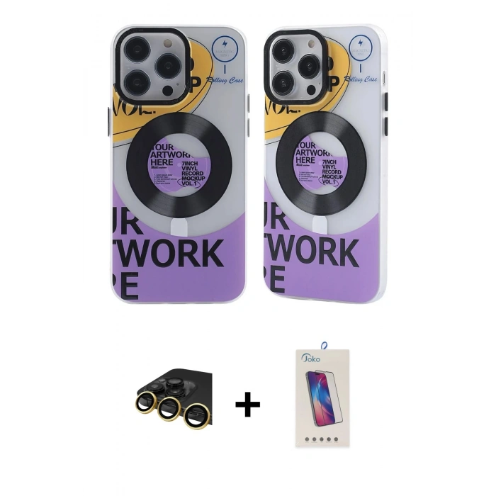 MARSİLYAN™- iPhone 13 Pro Max Kılıf Nova Doku Koleksiyonu - Siyah Joko 5D Cam + Gold Raze Metal Kamera Lens