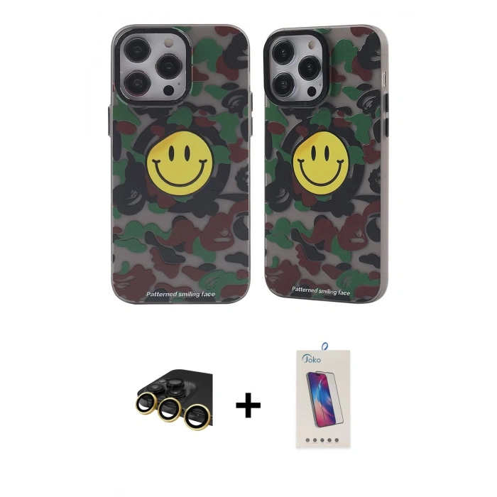 MARSİLYAN™- iPhone 13 Pro Max Kılıf Nova Doku Koleksiyonu - Siyah Joko 5D Cam + Gold Raze Metal Kamera Lens