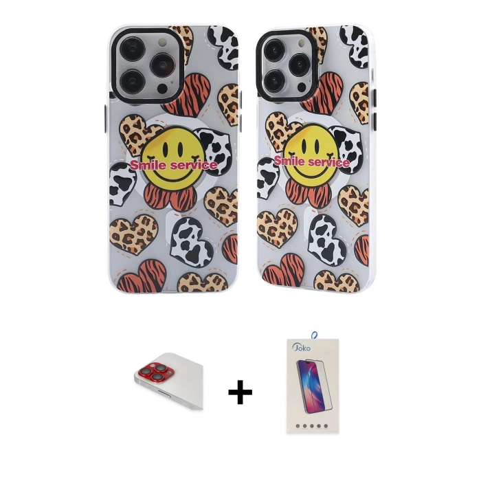 MARSİLYAN™- iPhone 13 Pro Max Kılıf Nova Doku Koleksiyonu - Siyah Joko 5D Cam + Kırmızı Pers Alüminyum Kamera Lens