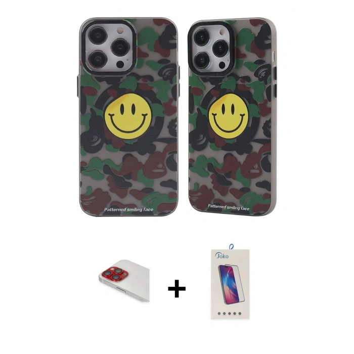 MARSİLYAN™- iPhone 13 Pro Max Kılıf Nova Doku Koleksiyonu - Siyah Joko 5D Cam + Kırmızı Pers Alüminyum Kamera Lens