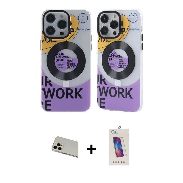MARSİLYAN™- iPhone 13 Pro Max Kılıf Nova Doku Koleksiyonu - Siyah Joko 5D Cam + Rose Gold Rainbow Kamera Lens Koruma Cam