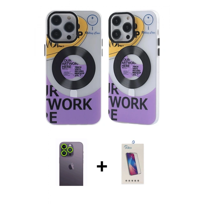 MARSİLYAN™- iPhone 13 Pro Max Kılıf Nova Doku Koleksiyonu - Siyah Joko 5D Cam + Neon Fosforlu Kamera Lens - YL