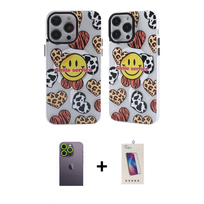 MARSİLYAN™- iPhone 13 Pro Max Kılıf Nova Doku Koleksiyonu - Siyah Joko 5D Cam + Neon Fosforlu Kamera Lens - YL