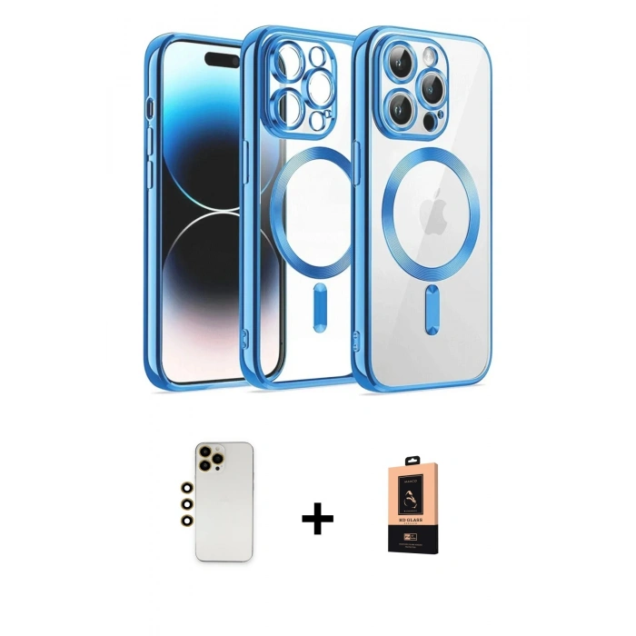 MARSİLYAN™- iPhone 13 Pro Max Kılıf Nova Işık Özel Seri - Şeffaf Maxco Cam Ekran Koruyucu + Shine Kamera Lens - GD