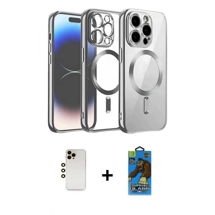 MARSİLYAN™- iPhone 13 Pro Max Kılıf Nova Işık Özel Seri - Siyah 18D Cam Ekran Koruyucu + Shine Kamera Lens - GD