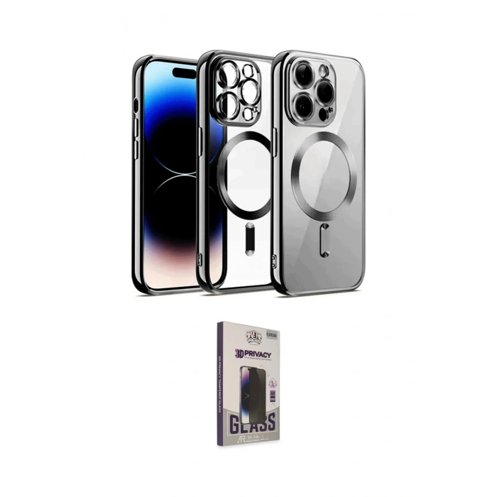 MARSİLYAN™- iPhone 13 Pro Max Kılıf Nova Işık Özel Seri - Siyah Bilvis Hayalet Cam Ekran Koruyucu