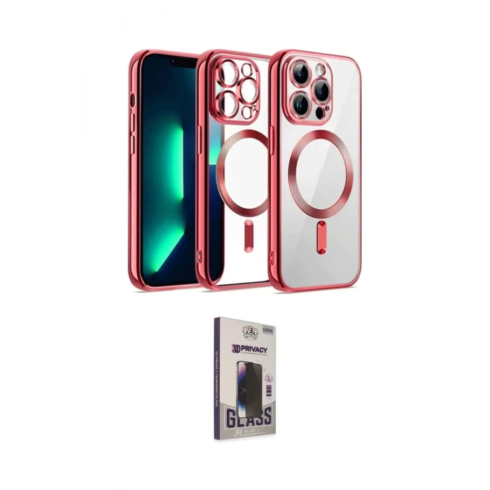 MARSİLYAN™- iPhone 13 Pro Max Kılıf Nova Işık Özel Seri - Siyah Bilvis Hayalet Cam Ekran Koruyucu