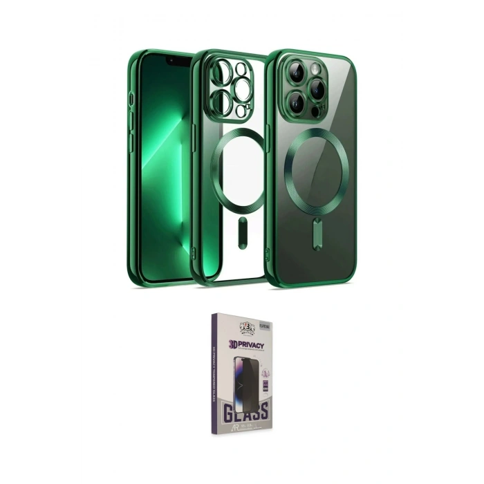 MARSİLYAN™- iPhone 13 Pro Max Kılıf Nova Işık Özel Seri - Siyah Bilvis Hayalet Cam Ekran Koruyucu