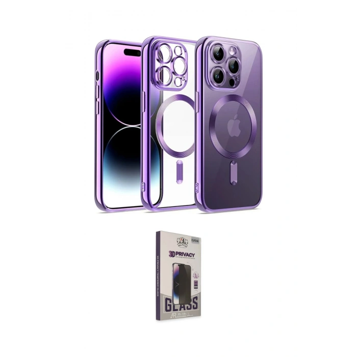 MARSİLYAN™- iPhone 13 Pro Max Kılıf Nova Işık Özel Seri - Siyah Bilvis Hayalet Cam Ekran Koruyucu
