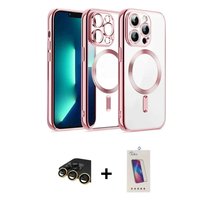 MARSİLYAN™- iPhone 13 Pro Max Kılıf Nova Işık Özel Seri - Siyah Joko 5D Cam + Raze Metal Kamera Lens - GD