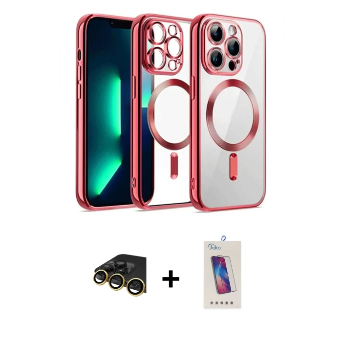 MARSİLYAN™- iPhone 13 Pro Max Kılıf Nova Işık Özel Seri - Siyah Joko 5D Cam + Raze Metal Kamera Lens - GD