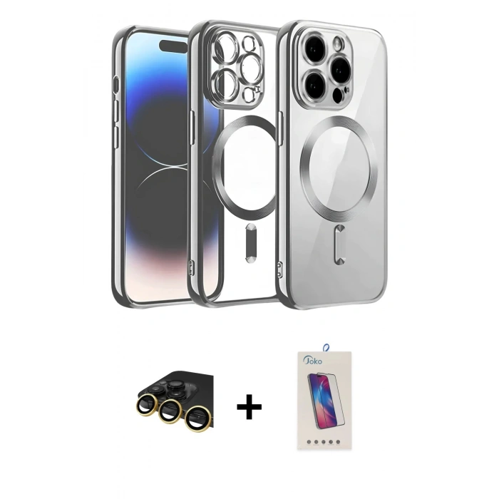 MARSİLYAN™- iPhone 13 Pro Max Kılıf Nova Işık Özel Seri - Siyah Joko 5D Cam + Raze Metal Kamera Lens - GD