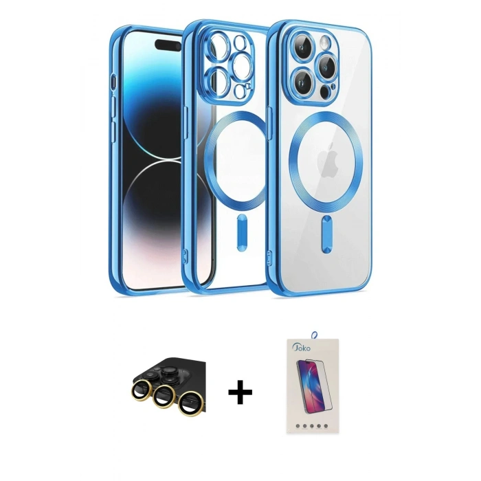 MARSİLYAN™- iPhone 13 Pro Max Kılıf Nova Işık Özel Seri - Siyah Joko 5D Cam + Raze Metal Kamera Lens - GD