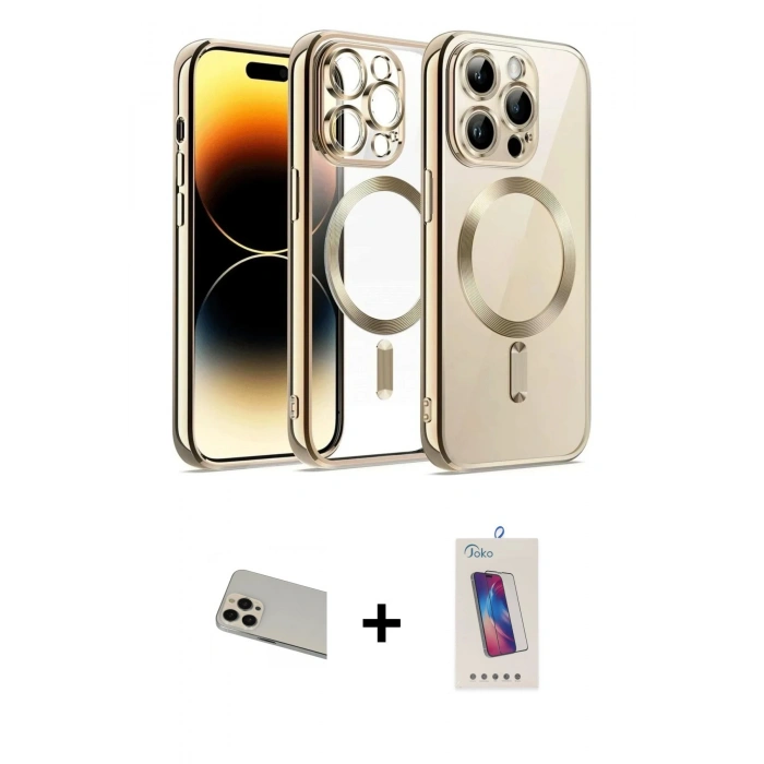 MARSİLYAN™- iPhone 13 Pro Max Kılıf Nova Işık Özel Seri - Siyah Joko 5D Cam + Rainbow Kamera Lens Koruma Cam - REGD