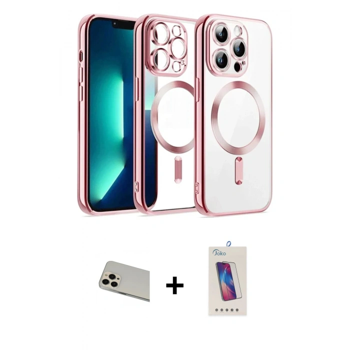 MARSİLYAN™- iPhone 13 Pro Max Kılıf Nova Işık Özel Seri - Siyah Joko 5D Cam + Rainbow Kamera Lens Koruma Cam - REGD