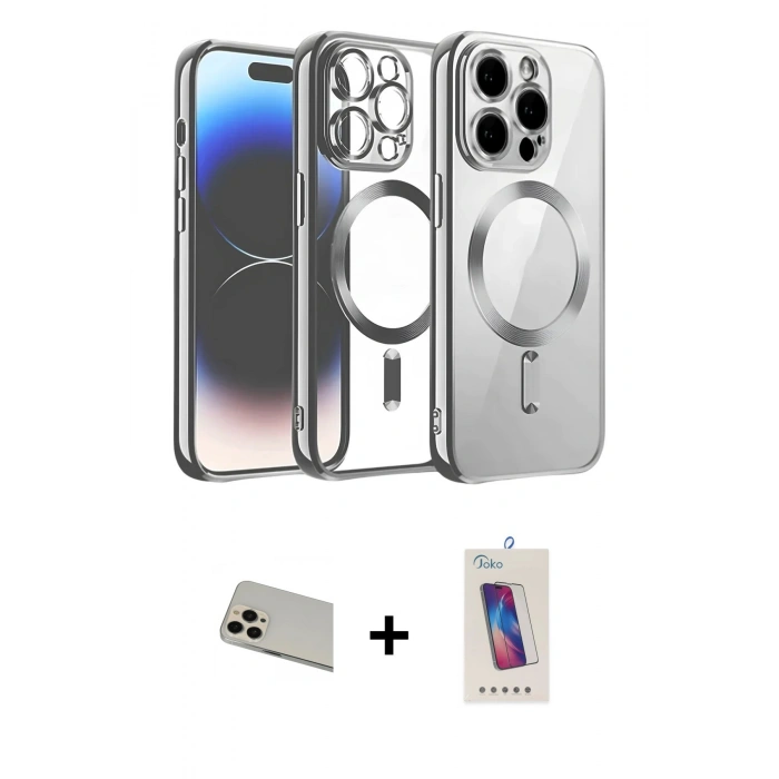 MARSİLYAN™- iPhone 13 Pro Max Kılıf Nova Işık Özel Seri - Siyah Joko 5D Cam + Rainbow Kamera Lens Koruma Cam - REGD