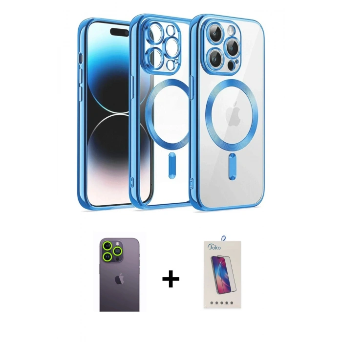 MARSİLYAN™- iPhone 13 Pro Max Kılıf Nova Işık Özel Seri - Siyah Joko 5D Cam + Neon Fosforlu Kamera Lens - YL