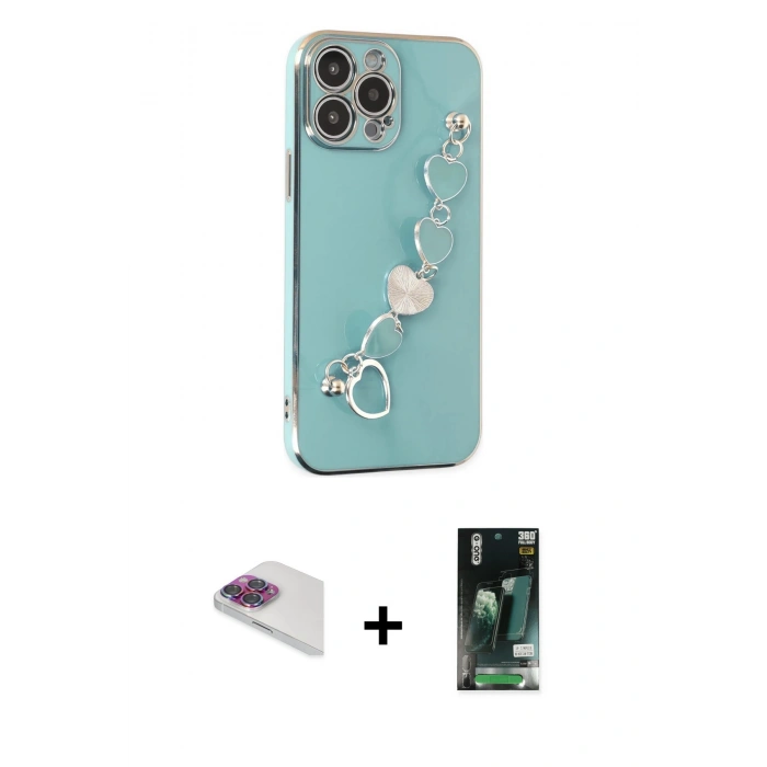 MARSİLYAN™- iPhone 13 Pro Max Kılıf Nova Işık Prime - Şeffaf 360 Full Body Arka Koruyucu + Pers Alüminyum Kamera Lens - GI